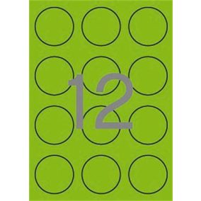   Etikett, 60 mm kör, színes, APLI, neon zöld, 240 etikett/csomag