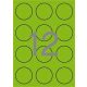 Etikett, 60 mm kör, színes, APLI, neon zöld, 240 etikett/csomag