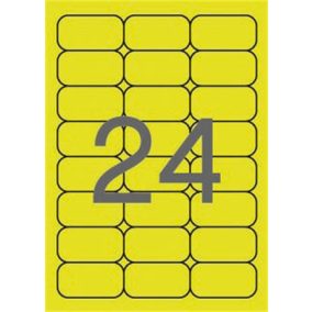   Etikett, 64x33,9 mm, színes, kerekített sarkú, APLI, neon sárga, 480 etikett/csomag