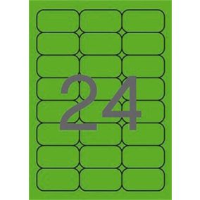  Etikett, 64x33,9 mm, színes, kerekített sarkú, APLI, neon zöld, 480 etikett/csomag