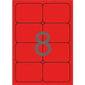   Etikett, 99,1x67,7 mm, színes, kerekített sarkú, APLI, neon piros, 160 etikett/csomag