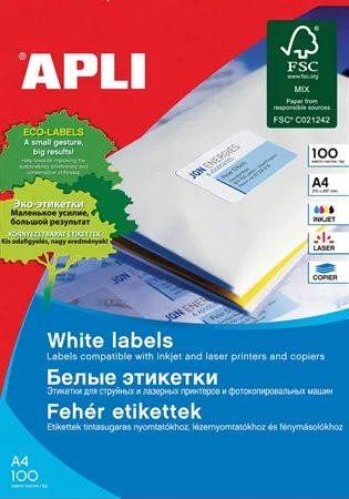 Etikett, univerzális, 52,5x29,7 mm, APLI, 4000 etikett/csomag