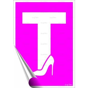 Információs matrica, 25x17,5 cm, tanuló vezető T betű, női, pink   Információs matrica, 25x17,5 cm, tanuló vezető T betű, női, pink