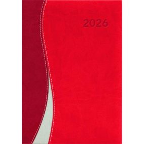   Naptár, tervező, A5, heti, DAYLINER "Dubai", piros-piros