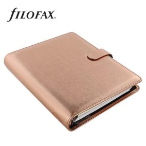 Kalendárium, gyűrűs, betétlapokkal, A5 méret, FILOFAX, "Saffiano Metallic", rózsaarany   Kalendárium, gyűrűs, betétlapokkal, A5 méret, FILOFAX, "Saffiano Metallic", rózsaarany