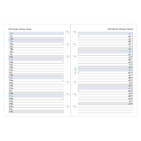 Kalendárium betét, tervező, Filofaxhoz, A5, heti, 1 hét/2 oldal, 2026