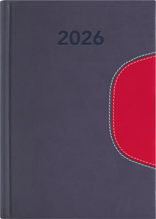 Naptár, tervező, B6, heti, DAYLINER "Memphis", szürke-piros