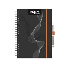   Naptár, tervező, A5, heti, DAYLINER, "InSpiral", fekete-narancs