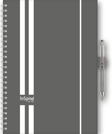 Naptár, tervező, A5, heti, DAYLINER, "InSpiral", szürke-fehér