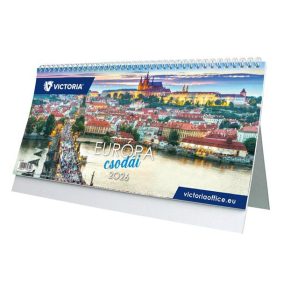 Naptár, asztali, álló, VICTORIA OFFICE "Európa Csodái" (2026 évi)   Naptár, asztali, álló, VICTORIA OFFICE "Európa Csodái" (2026 évi)