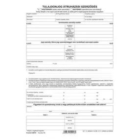   Nyomtatvány, tulajdonjog átruházási szerződés (adásvét.szer. gk), 4 példány,  A4,VICTORIA PAPER "A.REND 3"