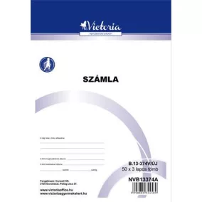   Nyomtatvány, számlatömb, egy ÁFÁs, 50x3, A5, VICTORIA PAPER, "B.13-374", 10 tömb/csomag