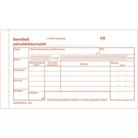   Nyomtatvány, bevételi pénztárbizonylat, 25x3, VICTORIA PAPER "B.318-102", 10 tömb/csomag