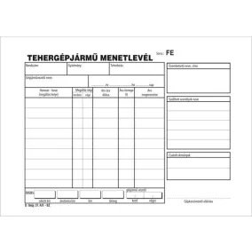   Nyomtatvány, menetlevél, tehergépjármű, 100 lap, A5, fekvő, VICTORIA PAPER, "D.GÉPJ.21.", 10 tömb/csomag