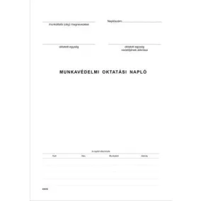   Nyomtatvány, munkavédelmi oktatási napló, 40 oldal, A4, VICTORIA PAPER, 10 tömb/csomag
