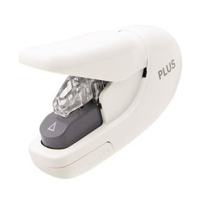 Kapocs nélküli tűzőgép, kézi, 5 lap, PLUS, fehér