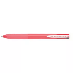   Golyóstoll, 0,27 mm, nyomógombos, rózsaszín tolltest, PILOT "Super Grip G", négyszínű