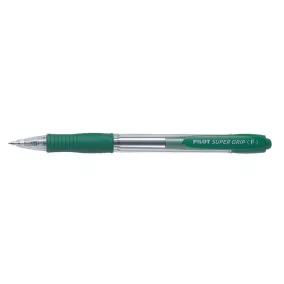   Golyóstoll, 0,22 mm, nyomógombos, PILOT "Super Grip", zöld