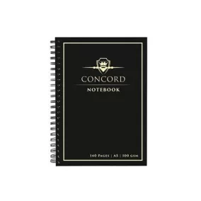 Spirálfüzet, A5, vonalas, 70 lap, CONCORD, fekete