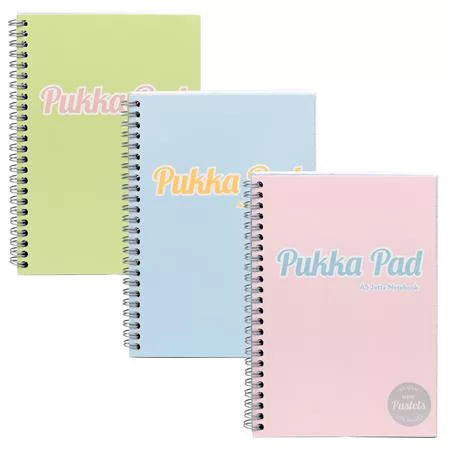 Spirálfüzet, A5, vonalas, 100 lap, PUKKA PAD "Pastel Jotta Pad", vegyes szín