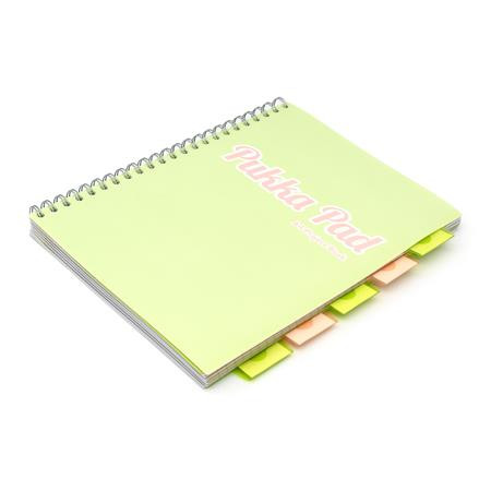 Spirálfüzet, A4, vonalas, 100 lap, PUKKA PAD "Pastel project book", vegyes szín
