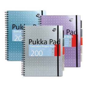 Spirálfüzet, A4+, vonalas, 100 lap, PUKKA PAD "Metallic Project Book", vegyes szín   Spirálfüzet, A4+, vonalas, 100 lap, PUKKA PAD "Metallic Project Book", vegyes szín