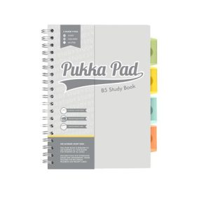 Spirálfüzet, B5, PUKKA PAD "Study book", szürke Spirálfüzet, B5, PUKKA PAD "Study book", szürke