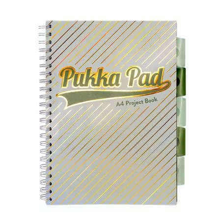 Spirálfüzet, A4, vonalas, elválasztóval, 100 lap, PUKKA PAD "Haze Project Book", vegyes szín