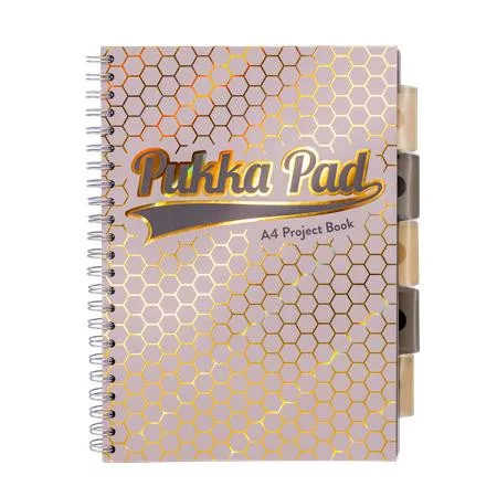 Spirálfüzet, A4, vonalas, elválasztóval, 100 lap, PUKKA PAD "Haze Project Book", vegyes szín