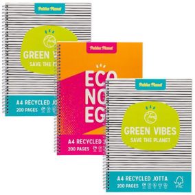   Spirálfüzet, A4+, vonalas, 100 lap, PUKKA PAD "Planet Jotta", vegyes szín
