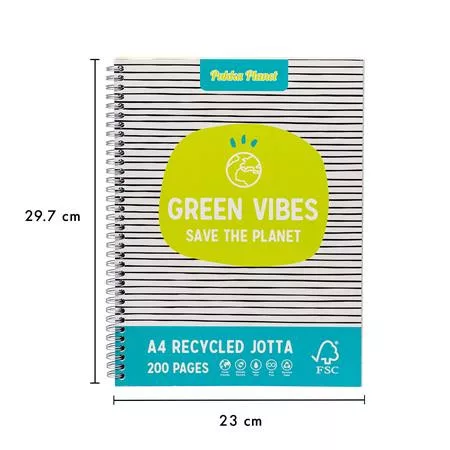 Spirálfüzet, A4+, vonalas, 100 lap, PUKKA PAD "Planet Jotta", vegyes szín