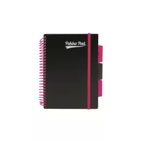   Spirálfüzet, A5, vonalas, 100 lap, PUKKA PAD, "Neon black project book"