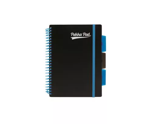 Spirálfüzet, A5, vonalas, 100 lap, PUKKA PAD, "Neon black project book"