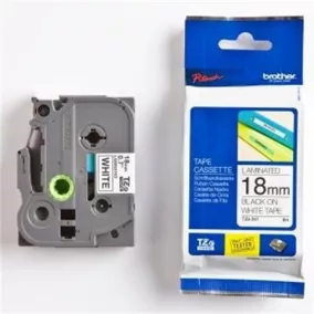   Feliratozógép szalag, 18 mm x 8 m, BROTHER, "TZe-241" fehér-fekete