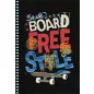   Spirálfüzet, A5, kockás, 80 lap, SHKOLYARYK " Skate board", vegyes