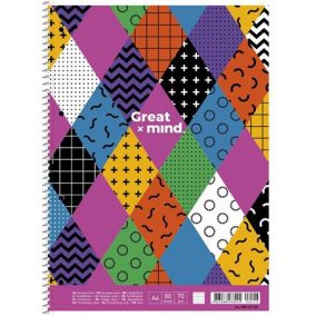 Spirálfüzet, A4+, kockás, 80 lap, SHKOLYARYK "Great Mind", vegyes   Spirálfüzet, A4+, kockás, 80 lap, SHKOLYARYK "Great Mind", vegyes