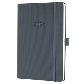   Naptár, A5, heti, 2026, kemény borító, SIGEL "Conceptum", sötét szürke