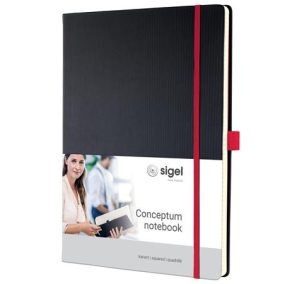 Jegyzetfüzet, exkluzív, A4, kockás, 97 lap, keményfedeles, SIGEL "Conceptum Red Edition", fekete-piros   Jegyzetfüzet, exkluzív, A4, kockás, 97 lap, keményfedeles, SIGEL "Conceptum Red Edition", fekete-piros