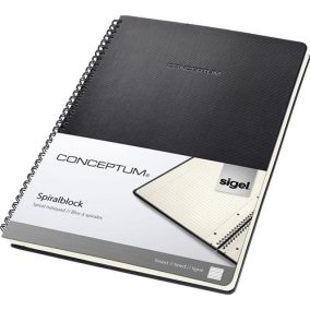 Spirálfüzet, exkluzív, A4, vonalas, 80 lap, keményfedeles, SIGEL "Conceptum", fekete   Spirálfüzet, exkluzív, A4, vonalas, 80 lap, keményfedeles, SIGEL "Conceptum", fekete