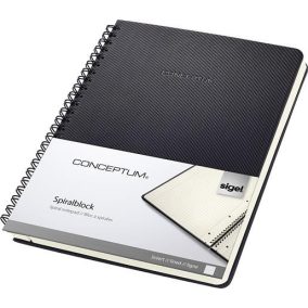 Spirálfüzet, exkluzív, A5, vonalas, 80 lap, keményfedeles, SIGEL "Conceptum", fekete   Spirálfüzet, exkluzív, A5, vonalas, 80 lap, keményfedeles, SIGEL "Conceptum", fekete