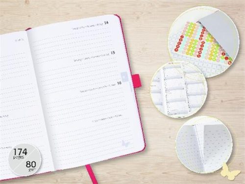 Naptár, A6, heti, 2026, kemény borító, SIGEL "Jolie", aqua zöld