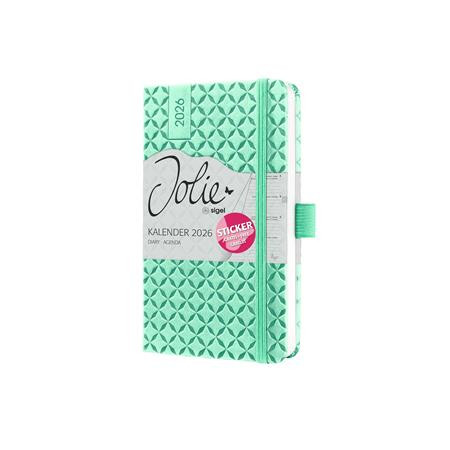 Naptár, A5, heti, 2026, kemény borító, SIGEL "Jolie", menta zöld