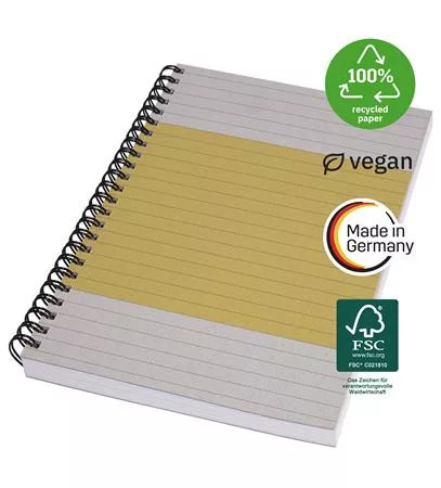 Spirálfüzet, A5, vonalas, 80 lap, puhafedeles, SIGEL "Quicknote", sárga-szürke