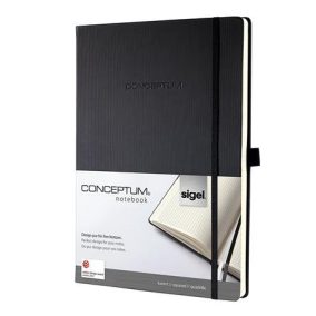 Jegyzetfüzet, exkluzív, A5, kockás, 97 lap, keményfedeles, SIGEL "Conceptum", fekete   Jegyzetfüzet, exkluzív, A5, kockás, 97 lap, keményfedeles, SIGEL "Conceptum", fekete