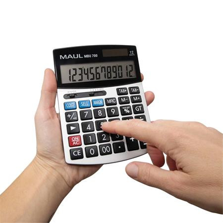 Számológép, asztali, 12 számjegy, MAUL "MBU 700", fekete