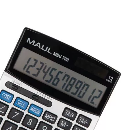 Számológép, asztali, 12 számjegy, MAUL "MBU 700", fekete