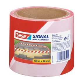 Kordonszalag, 80 mm x 100 m, TESA, piros/fehér Kordonszalag, 80 mm x 100 m, TESA, piros/fehér