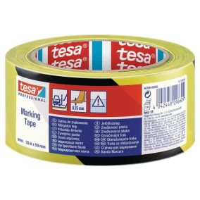 Jelölőszalag, 50 mm x 33 m, TESA "Professional" fekete/sárga   Jelölőszalag, 50 mm x 33 m, TESA "Professional" fekete/sárga