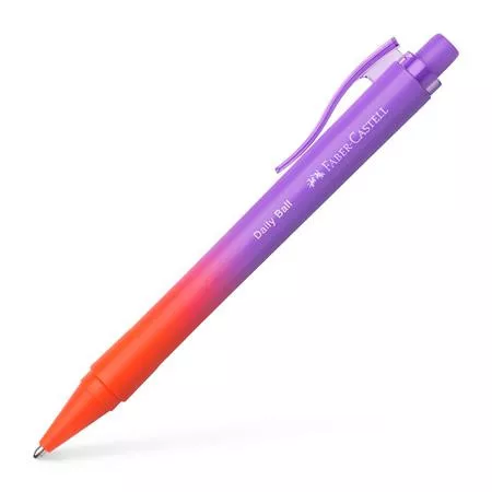 Golyóstoll, 1 mm, XB, nyomógombos, piros-lila tolltest, FABER-CASTELL "Daily Ball Flow", kék