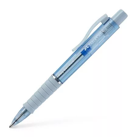 Golyóstoll, 1 mm, XB, nyomógombos, égkék testszín, FABER-CASTELL "Poly Ball View Aurora", kék